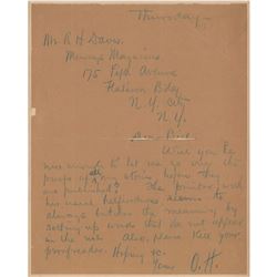O. Henry Autograph Letter Signed