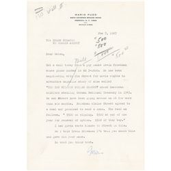 Mario Puzo Signed Check and Letter