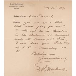 Edward A. MacDowell Autograph Letter Signed