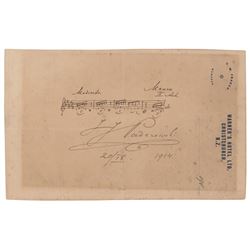 Ignace J. Paderewski Autograph Musical Quotation Signed