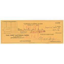 Woodstock: Max Yasgur Signed Check