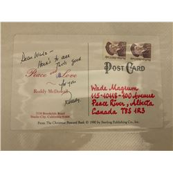 Signed Post Card From Roddy McDowall