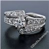 Image 2 : Vintage 14kt White Gold 1.06 ctw Round Diamond Engagement Ring and Nested Weddin