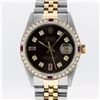 Image 2 : Rolex Mens 2T Brown Diamond & Ruby 36MM Oyster Perpetual Datejust