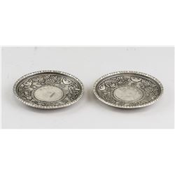 Two Chinese Silver Color Metal Coin Plates