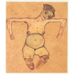 Egon Schiele Austrian Signed Linocut on Paper