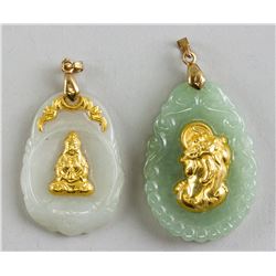 Lot of Two Chinese Gilt Jade Pendant