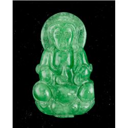 Burma Green Jadeite Carved Guanyin Pendant