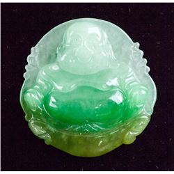 Burma Green Jadeite Carved Happy Buddha Pendant