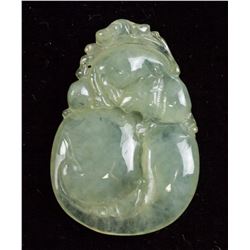 Burma Green Jadeite Carved Peach Pendant