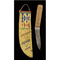 Northern Plains beaded knife case and knife.