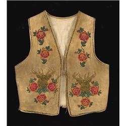 Crow Pictorial Beaded Vest