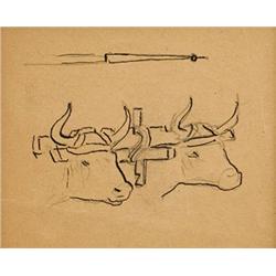 C.M. Russell. Pen, Ink & Pencil Drawing.