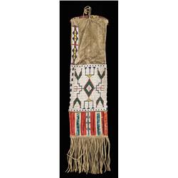 Northern Plains beaded and quilled large-size pipe bag