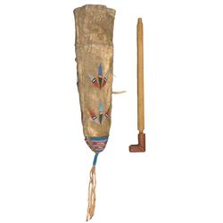 Santee Sioux Woman's Three Panel Tobacco Bag.