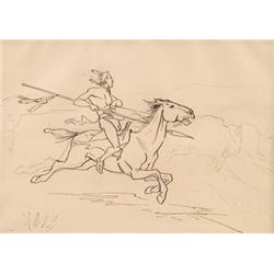 Edgar S. Paxson. Drawing.