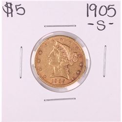 1905-S $5 Liberty Head Half Eagle Gold Coin
