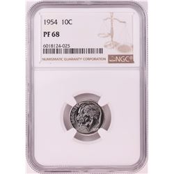 1954 Proof Roosevelt Dime Coin NGC PF68