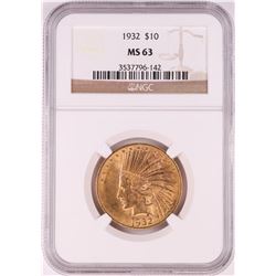 1932 $10 Indian Head Eagle Gold Coin NGC MS63