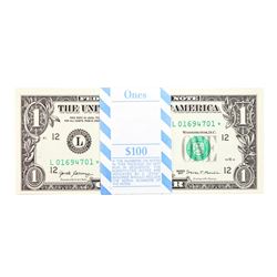 Pack of (100) Consecutive 2017 $1 Federal Reserve STAR Notes San Francisco