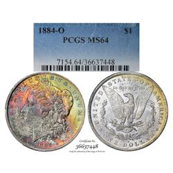 1884-O $1 Morgan Silver Dollar Coin PCGS MS64 Amazing Toning
