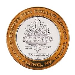 .999 Silver Eldorado Hotel and Casino $10 Casino Gaming Token Limited Edition
