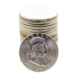 Roll of (20) Brilliant Uncirculated 1958 Franklin Half Dollar Coins