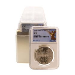 Lot of (20) 1985Mo Mexico 1 Onza Libertad Silver Coins NGC MS67