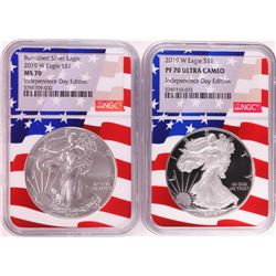 Lot of 2019-W $1 Burnished/Proof American Silver Eagle Coins NGC MS70/PF70 Ultra Cameo