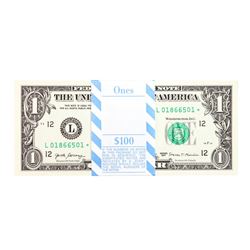 Pack of (100) Consecutive 2017 $1 Federal Reserve STAR Notes San Francisco
