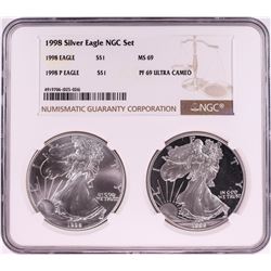 1998 $1 American Silver Eagle Coin Set NGC MS69/PF69 Ultra Cameo