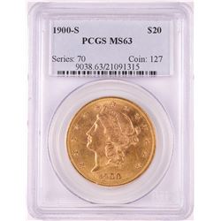1900-S $20 Liberty Head Double Eagle Gold Coin PCGS MS63