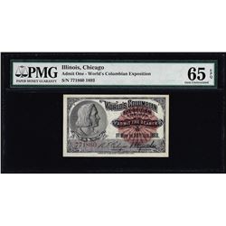 1893 World's Columbian Exposition Ticket Columbus PMG Gem Uncirculated 65EPQ