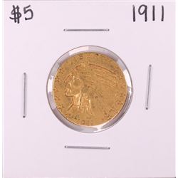 1911 $5 Indian Head Half Eagle Gold Coin