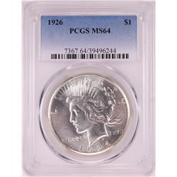 1926 $1 Peace Silver Dollar Coin PCGS MS64