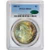 Image 1 : 1881-S $1 Morgan Silver Dollar Coin PCGS MS64 CAC Amazing Toning