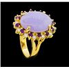 Image 4 : 14KT Yellow Gold Ladies 6.32 ctw Jade, Amethyst, and Diamond Ring