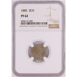 1885 Proof Three Cent Nickel Coin NGC PF62