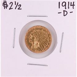 1914-D $2 1/2 Indian Head Quarter Eagle Gold Coin