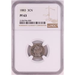 1883 Proof Three Cent Nickel Coin NGC PF63