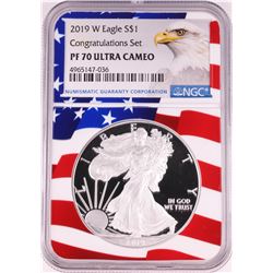 2019-W $1 Proof American Silver Eagle Coin NGC PF70 Ultra Cameo Congratulations Flag