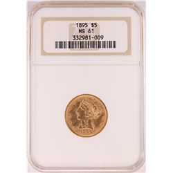 1895 $5 Liberty Head Half Eagle Gold Coin NGC MS61