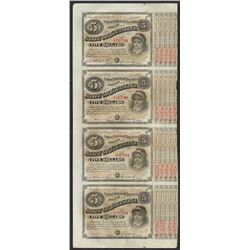 Uncut Sheet of (4) State of Louisiana Baby Bond Obsolete Notes