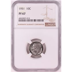 1951 Proof Roosevelt Dime Coin NGC PF67