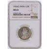 Image 1 : 1936(C) India 1/2 Rupee Coin NGC MS63