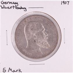 1907 Germany Wuerttemberg 5 Mark Silver Coin