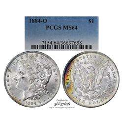 1884-O $1 Morgan Silver Dollar Coin PCGS MS64 Amazing Toning