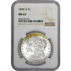 1884-O $1 Morgan Silver Dollar Coin NGC MS63 Amazing Toning