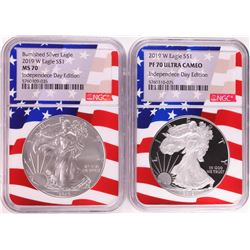 Lot of 2019-W $1 Burnished/Proof American Silver Eagle Coins NGC MS70/PF70 Ultra Cameo