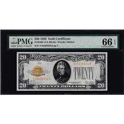 1928 $20 Gold Certificate Note Fr.2402 PMG Gem Uncirculated 66EPQ